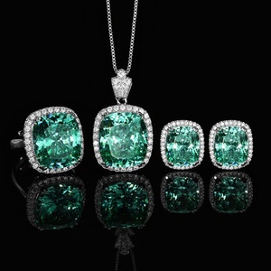 Minimalist Eco-friendly Copper 14*16/10*10mm Green Zircon Pendant Earrings <b>Rings</b> <b>Set</b> Premium Quality Jewelry <b>Set</b> for <b>Women</b> - Product Image 3