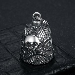 New Hot-selling Biker-style Stainless Steel <strong>Stars</strong> and Stripes Skull Riding Lucky Guardian Bell Keychain Necklace Pendant - Product Image 5