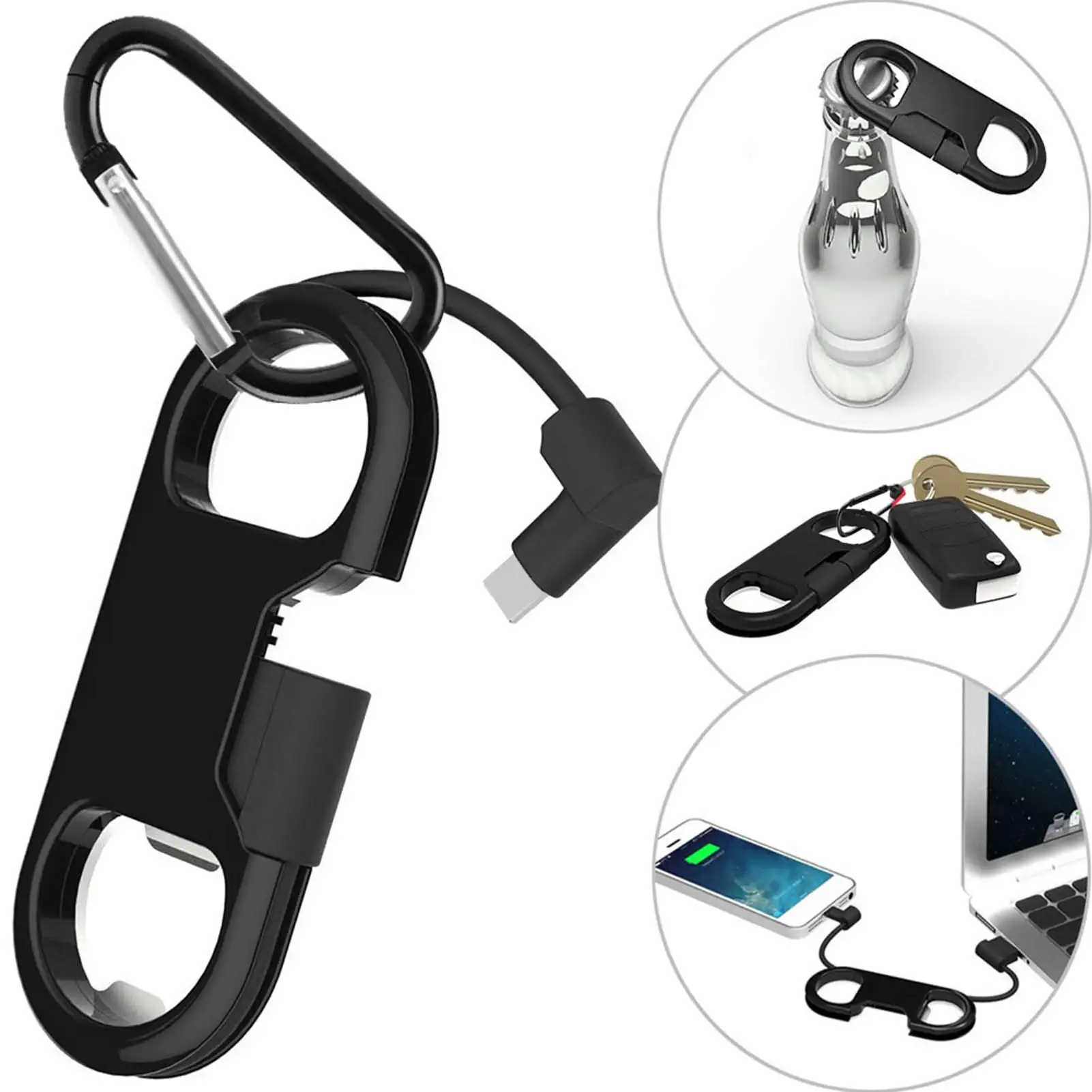 미니 자동차 키 체인 새로운 다기능 병따개 USB 충전 코드 oculos 외부 전화 Ios 휴대용 충전기 금속 키 체인