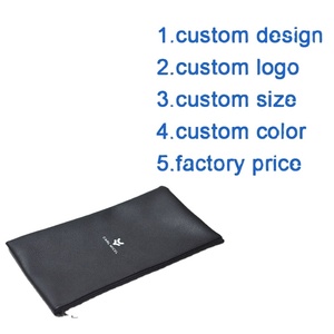 Pochette à bijoux en cuir PU noir haut de gamme, sac d'emballage personnalisé avec fermeture éclair et logo - Product Image 5