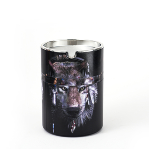 Cendrier de voiture rond en plastique de style américain Rukioo DJG0098, design personnalisé, 10 cm de haut, portable, coupe-vent - Product Image 1