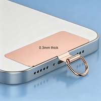 Patch de fixation universel ultra-fin 0,3 mm pour cordon de téléphone, en acier inoxydable, avec anneau en D, compatible smartphones et coques
