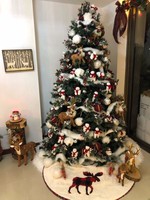 Jupe de sapin de Noël Sherpa blanche de 42 ''avec applique brodée à carreaux Moose Buffalo Commande minimum 50pcs