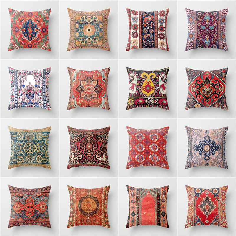 Custom printed india home decorative boho green mandala throw pillow case cushion cover sofa