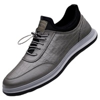 Youlv Chaussures de marche pour hommes, surface en cuir imperméable, semelle épaisse résistante à l'usure, chaussures de skate décontractées pour hommes