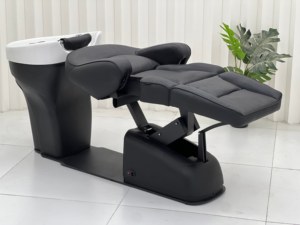 Lavabo de cerámica Marco de acero inoxidable Silla <span class=keywords><strong>para</strong></span> <span class=keywords><strong>lavar</strong></span> el <span class=keywords><strong>cabello</strong></span> con reposapiés ajustable Silla de champú de salón <span class=keywords><strong>portátil</strong></span> y fregadero - Product Image 4