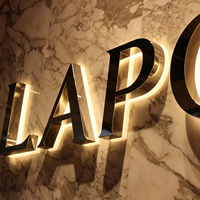 Enseigne personnalisée avec logo rétroéclairé par LED 3D, enseigne en lettres en acier inoxydable miroir, enseigne en lettres dorées pour mur intérieur