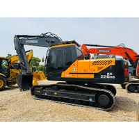 Excavatrice sur chenilles Hyundai 220HD d'occasion, 21 tonnes, modèle 220H, avec moteur à injection directe, idéale pour le creusement de canaux agricoles