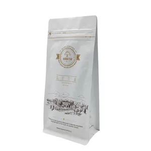 Laminated Flat Bottom Zipper Coffee Powder Bag Aluminum Foil Plastic Flour Tea Milk Coffee Powder Bags With Valve