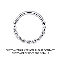 Cincin Hidung Titanium Model Twisted Segment Clicker, Anting Septum Daith Kepang, Anting Tulang Rawan, Hadiah untuk Anak