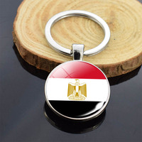 Porte-clés créatif Double face sac en verre pendentif femmes hommes bijoux en métal egypte maroc afrique du sud zambie drapeau porte-clés anneau
