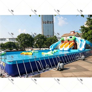 Structure gonflable aquatique mobile avec toboggan et <span class=keywords><strong>grand</strong></span> cadre métallique durable pour enfants et adultes, idéale pour les centres de villégiature et parcs d'attractions - Product Image 2