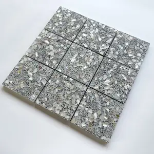 Cina bagno quadrato grigio marmo Terrazzo tessere di mosaico