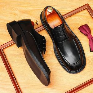 Zapatos de Vestir Formales para Hombre, Estilo Nuevo, Personalizados, con Suela Gruesa y Punta Redonda, de Cuero Genuino, para Bodas - Product Image 5