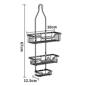 Étagère de douche d'angle suspendue en acier anti-basculement, 3 niveaux, anti-rouille, avec crochets, <span class=keywords><strong>support</strong></span> pour savon et brosse à dents - Product Image 3