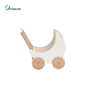 YQ JENMW, gran oferta, nuevo carrito de madera maciza para niños, andador nórdico con forma de Luna blanca