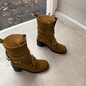 Zapatos de Tacón Medio Grueso, Elegantes, Retro, Casuales, de Color Sólido, con Punta Cuadrada, Hechos a Mano con Cuero Genuino, Impermeables - Product Image 2