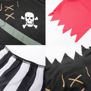 Costume da Cosplay da pirata a righe di carnevale Costume da pirata da ragazzo con cintura e fascia vestiti da festa pirata - Product Image 4