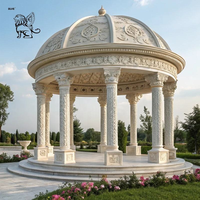 Grand pavillon en marbre blanc européen sculpté à la main BLEV, dôme rond en pierre pour hôtel, villa, parc, décoration extérieure