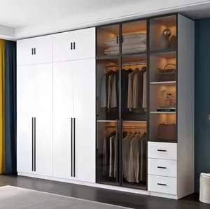 Armoires Meubles de chambre à coucher Grain de bois MDF Stratifié mélaminé Armoire de rangement  Placard  Armoires à vêtements Vente en gros Armoire en bois - Product Image 1