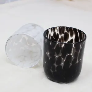 LANGXU wholesale handmade 200ml coloured leopard print Whisky glasses black white Juice Water Glass drinking Cup Glassware 7oz