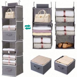Organizador de Armario Colgante con 6 Estantes Plegables de Tela No Tejida, Ahorra Espacio, Fácil de Usar, para Suéteres, Ropa, Bolsos y Zapatos - Product Image 1