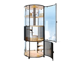 Villa panoramique moderne 360° pour chat, Sky City, en verre, rotative, de luxe, en métal, avec toilettes, extra-large, pour extérieur et intérieur