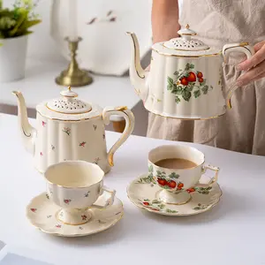 Ensemble de tasses à café en céramique, pour le thé, le Dessert de l'après-midi, en forme de fleur