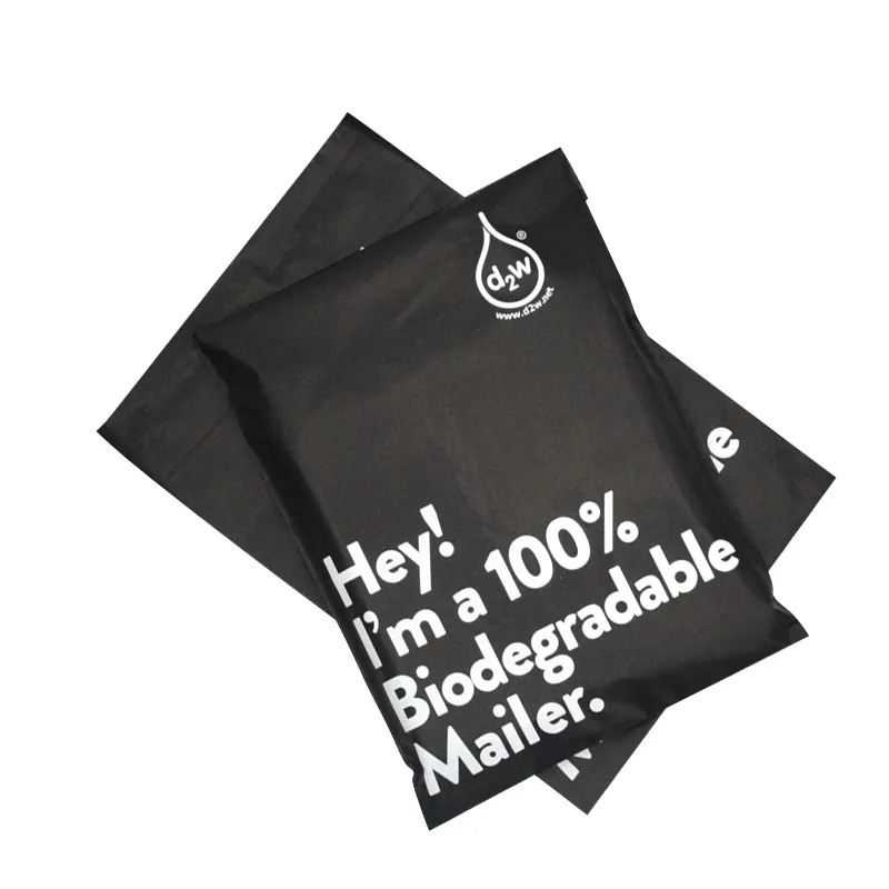 100 adet düşük MOQ toptan özel baskılı biyobozunur Compostable mailler posta siyah kargo ekspres posta çantaları kumaş