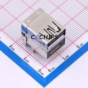 GT-USB-7106A USB Connector Bent Lead Through Hole Connector Type-C USB 3.1 Female Right Angle Insert - Product Image 1