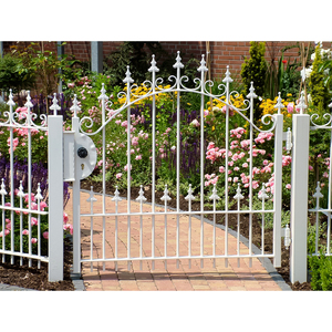 Portail de jardin moderne en fer forgé <span class=keywords><strong>noir</strong></span> et blanc, directement de l'usine, avec <span class=keywords><strong>peinture</strong></span> galvanisée HDP pour une protection contre les intempéries - Product Image 5