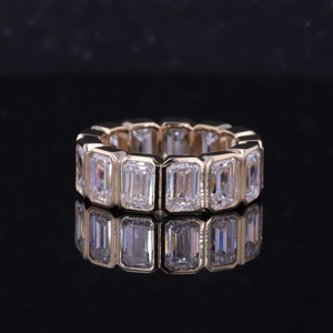 แหวนเพชรแล็บ 14k ทองคำขาว เพชรแล็บเกรด DEF VS ทรงเหลี่ยมมรกต แหวนนิรันดร์สำหรับผู้หญิง - Product Image 2