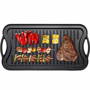 Plaque de cuisson multifonctionnelle en fonte pré-assaisonnée double face pour cuisinières à gaz et à induction - Product Image 1