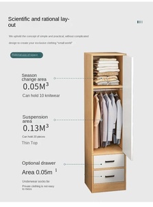 Armario para el hogar, dormitorio, apartamento pequeño, armario sencillo, armario de almacenamiento, habitación de alquiler de madera, armario colgante económico - Product Image 6