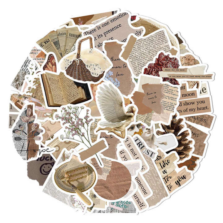 Vintage Stickers, Waterproof Scrapbook Aesthetic Sticker Daily Planner