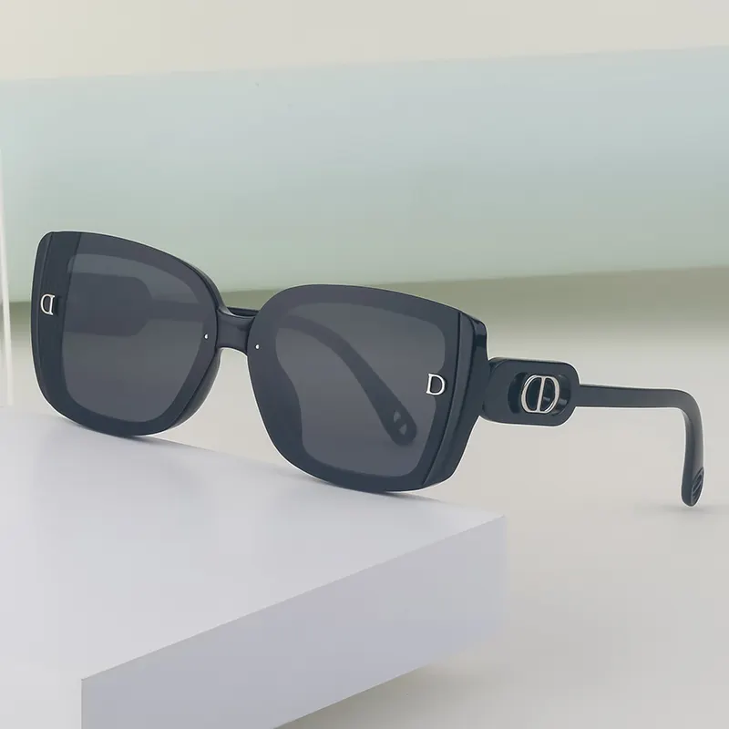 2023 óculos de sol personalizados logotipo designer de moda óculos quadrados tendência das mulheres D palavra corte borda óculos de sol mulheres