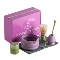 Kit de démarrage au matcha personnalisé Premium, coffret cadeau de thé matcha violet 6 pièces pour les débutants en cérémonie du thé et les cadeaux