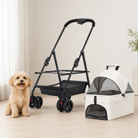Poussette portable pour animaux de compagnie avec panier amovible pour petits chiens et chats, pliage à une main, fenêtre panoramique, landau de voyage OEM