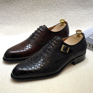 Chaussures habillées décontractées en cuir véritable pour hommes, grande taille, motif <span class=keywords><strong>serpent</strong></span> gaufré, nouvelle collection transfrontalière - Product Image 3