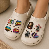 Lot de 8 breloques personnalisées en PVC ruban rose pour chaussures, épingles décoratives pour sabots, thème sensibilisation au cancer du sein, vente en gros