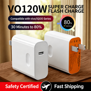 Kit de Cable de Datos y Adaptador de Carga Rápida, Material PVC, 22.5W, Puertos USB-A/Tipo-C, para Teléfonos Móviles Vivo/iQOO Pro, Tecnología QC 3.0 de Fábrica - Product Image 2