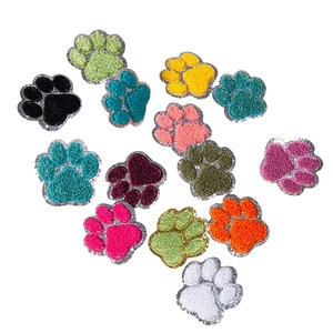 Patch en chenille motif cœur de patte, design de logo personnalisé, thermocollant, brodé, pour serviette, lettres autocollantes à presser à chaud, patchs en chenille - Product Image 5