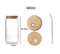 Verres à bière personnalisés avec logo, faible MOQ, 12oz 16oz, tasses en verre, gobelets, verres Mason Jar, avec couvercle en bambou et paille