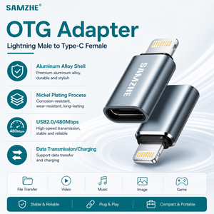 SAMZHE อะแดปเตอร์ OTG อะแดปเตอร์แปลงข้อมูล Apple L ชายเป็น Type-C หญิงเหมาะสำหรับไอโฟน 14/13 /12/11/X/8 พลัส ไอแพด - Product Image 1