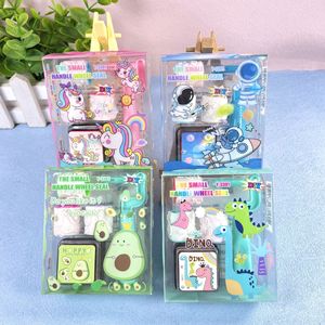 Ensemble de tampons encreurs à rouleaux en plastique pour enfants, motif dessin animé, avec poignée, petit cadeau pour l'école primaire et la maternelle, jouets de tamponnage en gros - Product Image 1