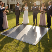 Plancher de danse portable moderne en PVC vinyle antidérapant pour événements intérieurs, hôtels et mariages, surface unie modèle 3D avec bordure en aluminium