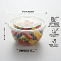 Bol à fruits jetable, écologique, recyclable, en PP, avec couvercle, pour salade, dessert