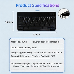 <span class=keywords><strong>Teclado</strong></span> Inalámbrico Ultrafino, Recargable, con Teclas de Tijera, Compatible con Múltiples Sistemas <span class=keywords><strong>para</strong></span> iPad/Tablet/Laptop/PC - Product Image 2