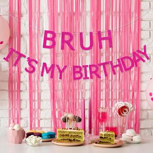 Striscione rosa acceso “IT <span class=keywords><strong>è</strong></span> il mio compleanno” per decorazioni di compleanno per ragazze preadolescenti e adolescenti, articoli per feste - Product Image 6