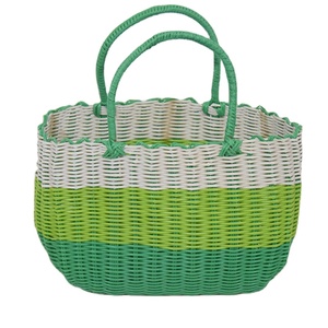 Panier de rangement en plastique et rotin, panier à linge coloré tissé, taille personnalisée, fabrication d'usine - Product Image 3